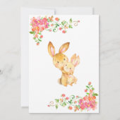 Bunny Boho Floral Einladung Pink Baby Dusche (Rückseite)