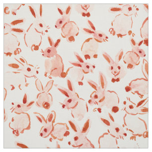 BUNNY BOMB Soft Peach Watercolor Kaninchen Stoff