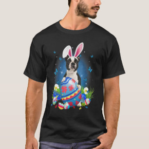 Bunny Boston Terrier Mit Eierkörbe Ostern Blume T-Shirt