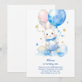 Bunny Boy Einladung zum ersten Geburtstag (Vorne/Hinten)