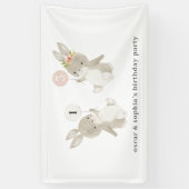 Bunny Boy Girl Joint Birthday Einladung Banner (Vertikal)