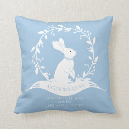 Bunny Boys Baby Birth Stats Pillow Kissen