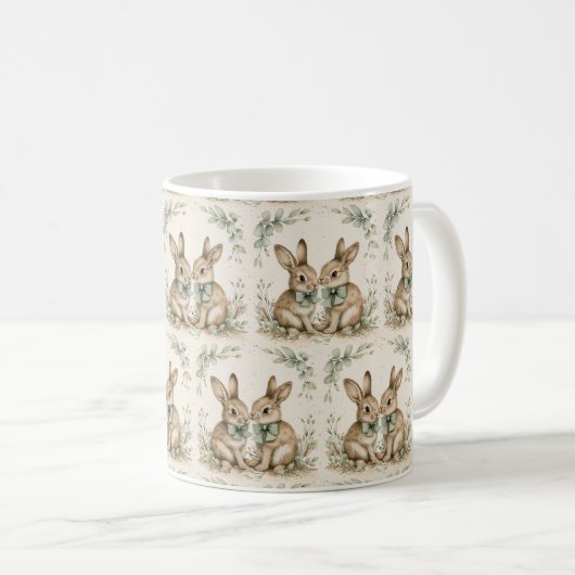 Bunny Breeze Tasse: Spring Sip Joy 🍃 🐇 Kaffeetasse (VorderseiteRechts)