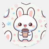 Bunny Brew Pattern Runder Aufkleber (Vorderseite)