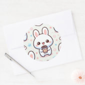 Bunny Brew Pattern Runder Aufkleber (Umschlag)