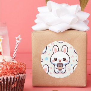 Bunny Brew Pattern Runder Aufkleber