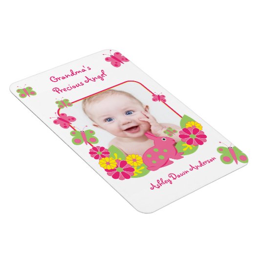 Bunny Butterfly Baby Foto Template Magnet (Rechte Seite)