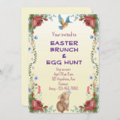 Bunny, Butterfly, Bird und Rote Rosen Einladung (Vorne/Hinten)