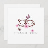 Bunny Butterfly Cherry Blossom Danke Karte (Vorne/Hinten)