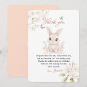 Bunny Butterfly Pink Petals Stationery Dankeskarte (Vorne/Hinten)