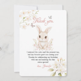 Bunny Butterfly Pink Petals Stationery Dankeskarte