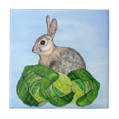 Bunny Cabbage Blue Ceramic Tile Fliese (Vorderseite)