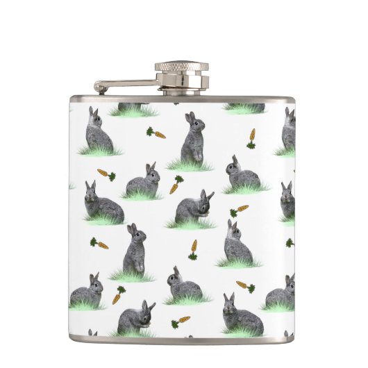 Bunny Carrot Craze Hip Flask (Farbe auswählen) Flachmann (Vorderseite)