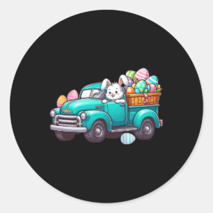 Bunny Carry Ostereier auf Lieferwagen LKW Jagd Runder Aufkleber