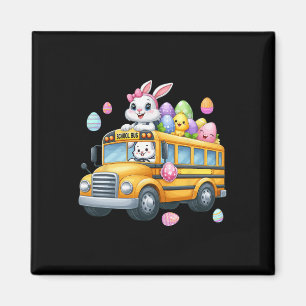 Bunny Carry Ostereier Korb auf Schulbus Hu Magnet