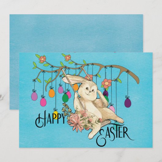 Bunny Celebrates Feiertagskarte (Vorne/Hinten)