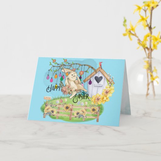 Bunny Celebrates Karte (Gelbe Blume)