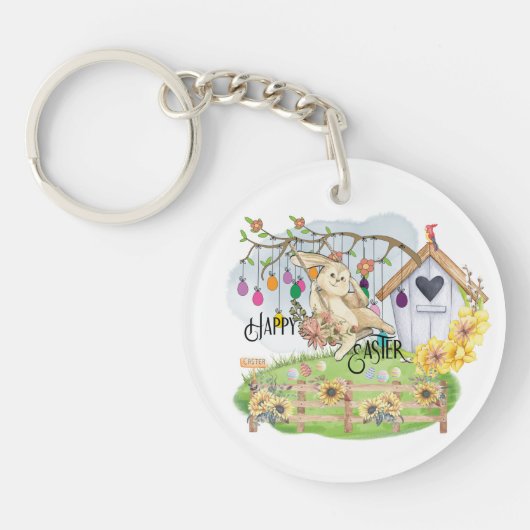 Bunny Celebrates Schlüsselanhänger (Vorderseite)