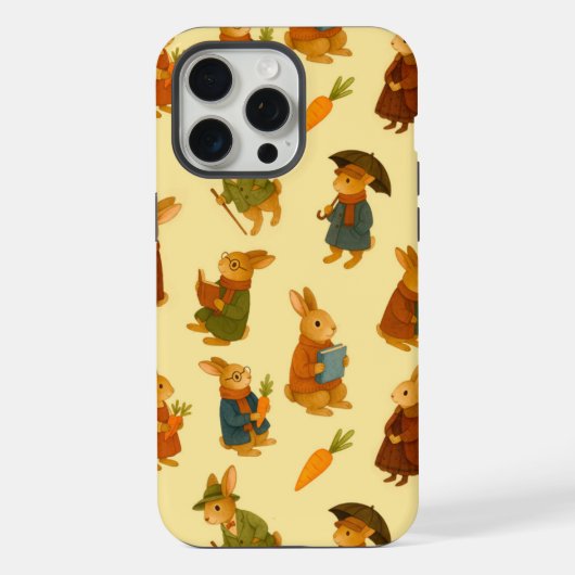Bunny Character Patterns Watercolor Style iPhone Hülle (Rückseite)