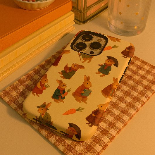 Bunny Character Patterns Watercolor Style iPhone Hülle