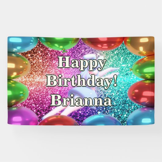 Bunny Cheerleader Personalisierter Charakter Gebur Banner (Horizontal)