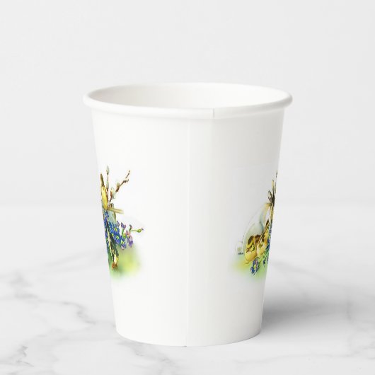 Bunny & Chicks Vintager Ostern Pappbecher (Rechts)