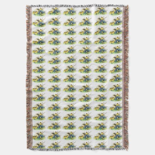 Bunny & Chicks Vintager Stil Osterhorn Blanken Decke (Vorderseite Vertikal)