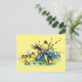 Bunny & Chicks Vintager Stil Ostern Postkarte (Stehend Vorderseite)