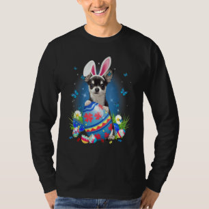 Bunny Chihuahua mit Eierkorb Ostern Blume Jagd T-Shirt