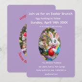 Bunny & Child Photo Oval Frame Easter Einladung (Vorne/Hinten)