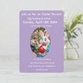 Bunny & Child Photo Oval Frame Easter Einladung (Stehend Vorderseite)