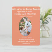 Bunny & Child Photo Oval Frame Easter Einladung (Stehend Vorderseite)