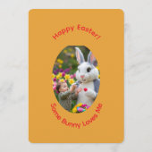 Bunny & Child Photo Oval Frame Easter Einladung (Rückseite)
