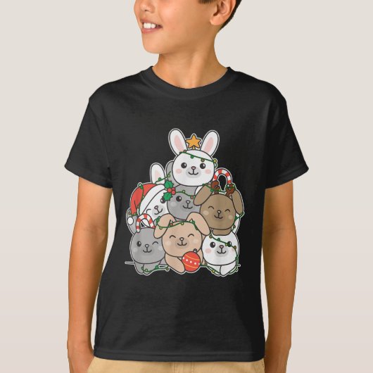 Bunny Christmas Tree Funny Animal Christmas T-Shirt (Vorderseite)