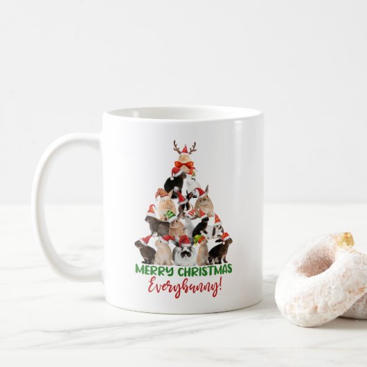 Bunny Christmas wünscht Kaffeetasse (Mit Donut)