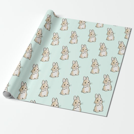 Bunny cleaning paws geschenkpapier (Ungerollt)