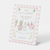 Bunny Clothesline Sign Our Guest Book Table Sign Sockelschild (Vorderseite)