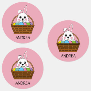 Bunny Colorful OsterEggHunt Basket   Personalisier Etiketten