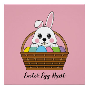 Bunny Colorful OsterEggHunt Basket Personalisier Poster