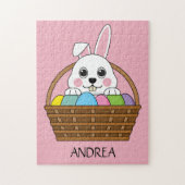 Bunny Colorful OsterEggHunt Basket | Personalisier Puzzle (Vertikal)
