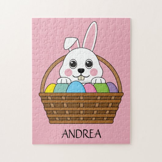 Bunny Colorful OsterEggHunt Basket | Personalisier Puzzle (Vertikal)