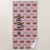 Bunny Colorful OsterEggHunt Basket | Personalisier Strandtuch (Vorderseite)