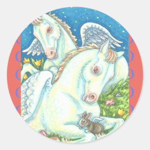 BUNNY & COLT ANGELN, WEISSER OSTERE HORSE STICKERS