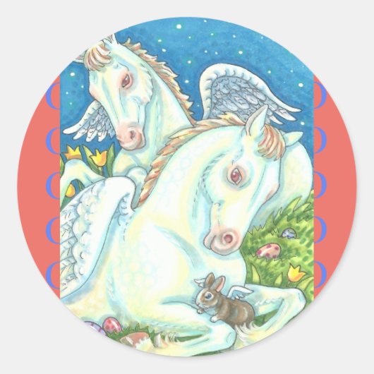 BUNNY & COLT ANGELN, WEISSER OSTERKLEBER RUNDER AUFKLEBER (Vorderseite)