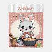 Bunny Cooking Print Fleecedecke (Vorderseite)