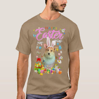 Bunny Corgi Hund Happy Ostereier  T-Shirt