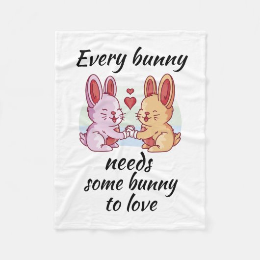 Bunny Couple Love Heart Easter Lovers Fleecedecke (Vorderseite)