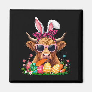 Bunny Cow Bow Krawatte Eating Carrot Ostereier Eig Magnet
