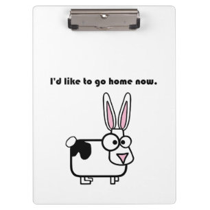 Bunny Cow Wollte zu gehen Zuhause Funny Cartoon Klemmbrett