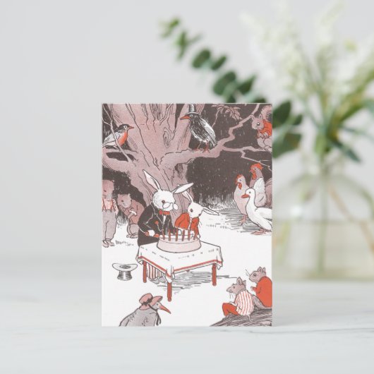 Bunny Cuts Birthday Cake Postkarte (Stehend Vorderseite)